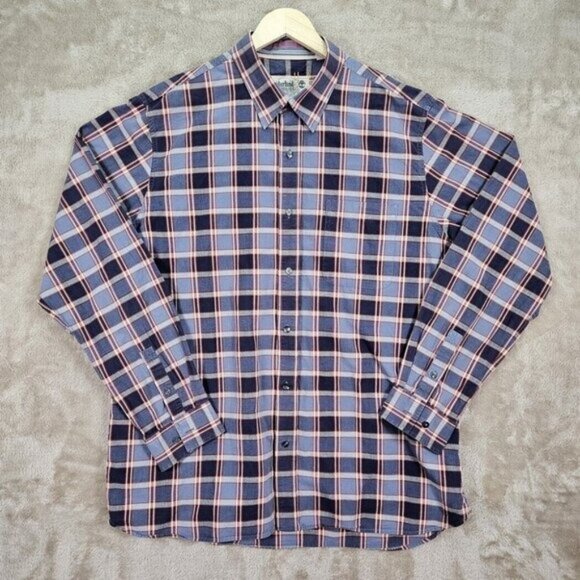 Timberland Button-Down Plaid Shirt Mens Sz XXL 2XL Multicolor Pocket Long Sleeve - Picture 1 of 10
